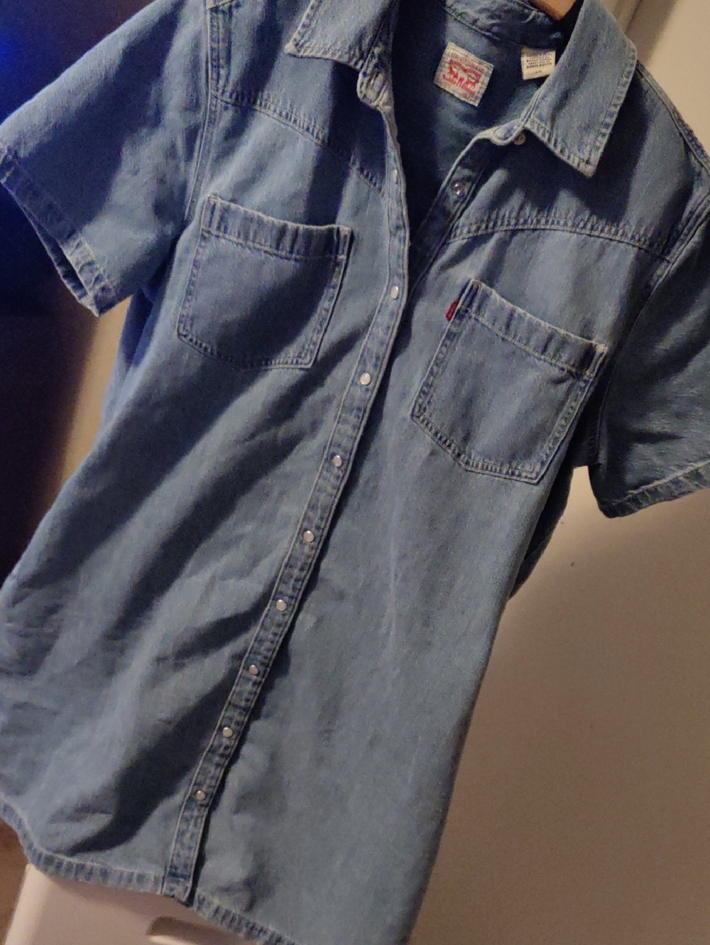 Women's Levi's Light Blue Short-Sleeve Denim Midi Shirt Dress